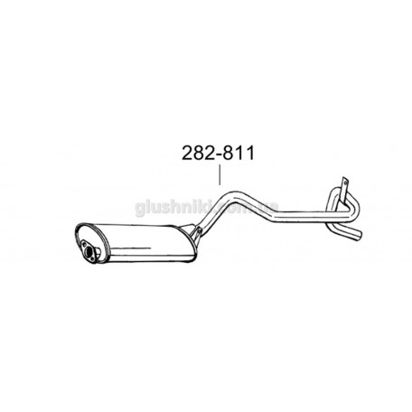 Глушитель задний Митсубиси Л200 (Mitsubishi L200) 92-97 (282-811) Bosal алюминизированный