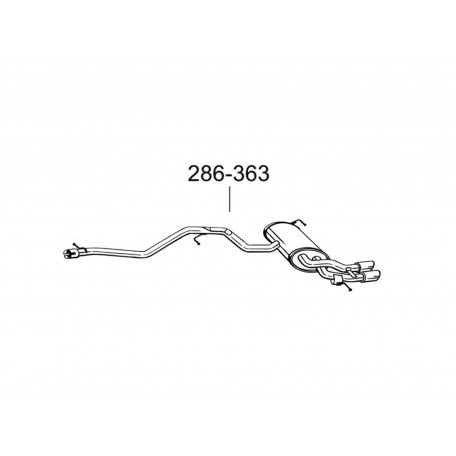 Глушитель Фольксваген Тигуан (Volkswagen Tiguan) 07-18 (286-363) Bosal 30.01 алюминизированный