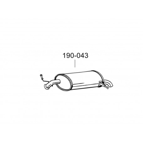 Глушитель задний Пежо 407 (Peugeot 407) 04-07 (190-043) Bosal алюминизированный
